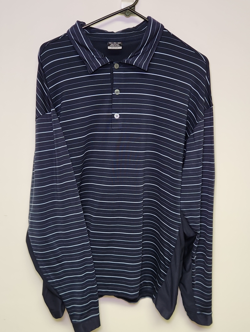 Nike Golf Dri-FIT UV Men’s Long Sleeve Polo Navy Blue Striped XL